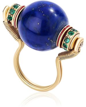 RENATO CIPULLO Lapis Bocce 18K Emerald Ring - Blue