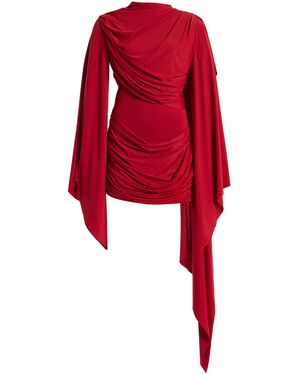 De La Vali Exclusive Perisa Draped Jersey Mini Dress - Red