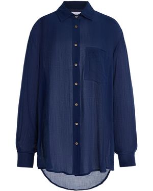 Anemos Exclusive Oversized Gauze Pool Shirt Dress - Blue