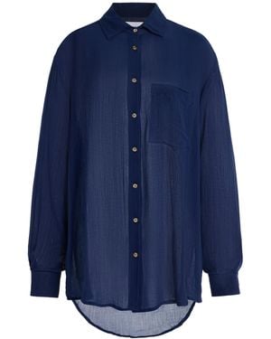 Anemos Exclusive Oversized Gauze Pool Shirt Dress - Blue