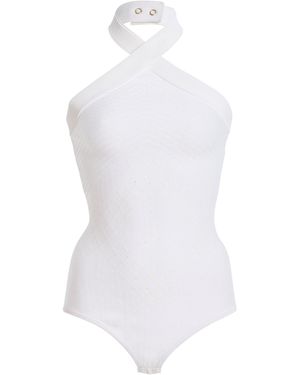 Balmain Glittered Compact Knit Bodysuit - White