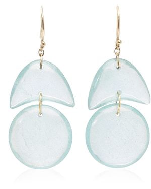 Ten Thousand Things Tiny Arps 18k Yellow Gold Aquamarine Earrings - Blue