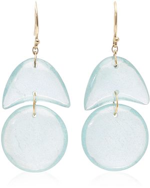 Ten Thousand Things Tiny Arps 18k Yellow Gold Aquamarine Earrings - Blue
