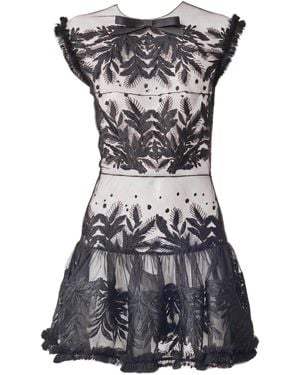 Juozas Statkevicius Sleeveless Embroidered Tulle Mini Dress - Black