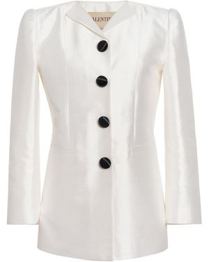 Valentino Garavani Tailored Elegant Silk Blazer - White
