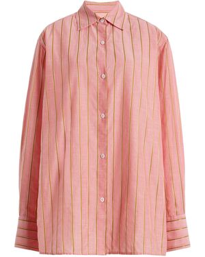 RENGGLI Stripe Boxy Long Sleeve Button Up - Pink