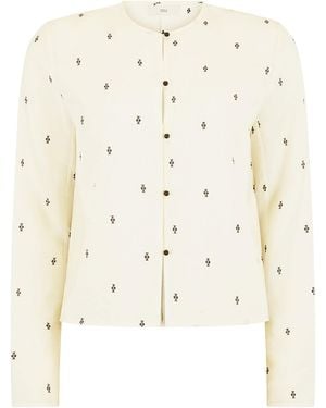 Harris Tapper Exclusive Eileen Embroidered Silk-Blend Top - Natural