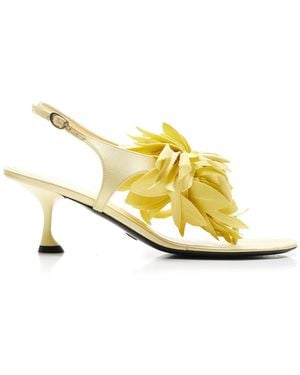 Proenza Schouler Tee Flower-Detailed Satin Thong Sandals - Yellow