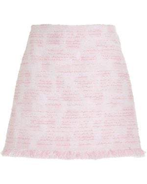 Oscar de la Renta Textured Tweed Mini Skirt - Pink