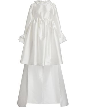 Greta Constantine Haring Empire Waist Silk Gown - White