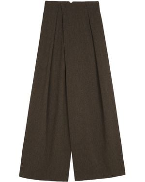 Cortana Camino Wool-Cashmere Wide Leg Pants - Green