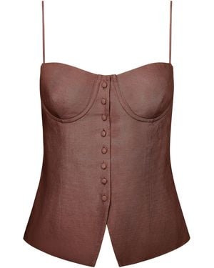 Onia Air Linen Underwire Corset Top - Brown