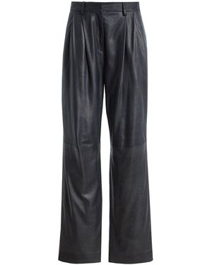 Twp Ivy Pleated Leather Trousers - Black