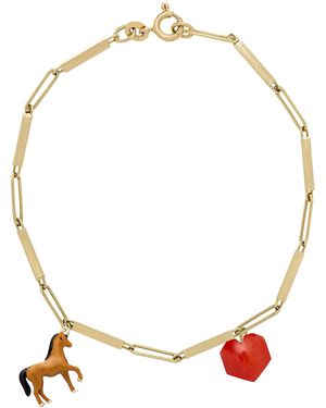Aliita Deco Tubitos 9K Caballo Enamel Bracelet - White