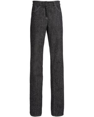 Courreges Snap Denim Tweed Straight-Leg Jeans - Black