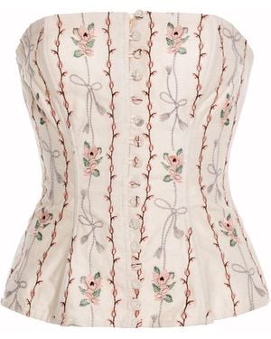 Agua Bendita Abelia Navegante Linen Top - Natural