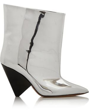 Isabel Marant Miyako Mirrored-leather Ankle Boots - Grey