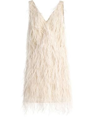 Twp Feather And Bead-Embellished Silk Dress - Natural