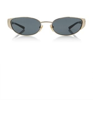 Gucci Oval-Frame Metal Sunglasses - Blue