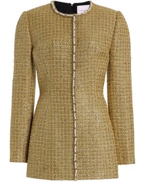 Carolina Herrera Embellished Lurex Tweed Jacket - Green