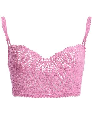 Ulla Johnson Imani Cropped Knit Cotton Cami Top - Pink