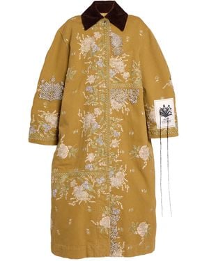 Erdem Embroidered Leather Coat - Yellow