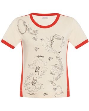 Dries Van Noten Hental Embellished Cotton-Jersey T-Shirt - White