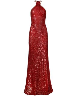 Naeem Khan Flower-detailed Stretch Sequined Gown - Red