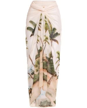 Agua Bendita Lavanda Arena Cotton-Silk Scarf - Natural