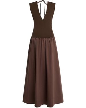 St. Agni Exclusive Knit And Cotton Maxi Circle Dress - Brown