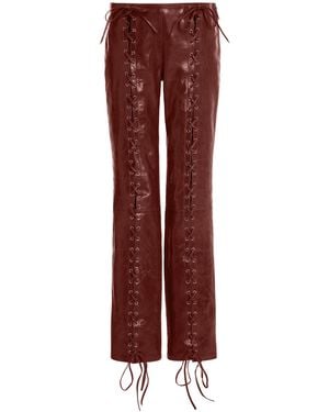 Saks Potts Christina Straight-leg Lace-up Leather Trousers - Red