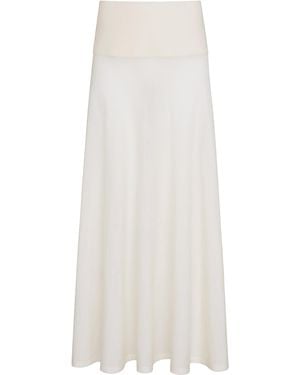 Alaïa Banded Knit Merino Wool Maxi Skirt - White