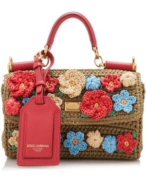 Dolce & Gabbana My Sicily Floral-Embellished Crochet Bag - Red