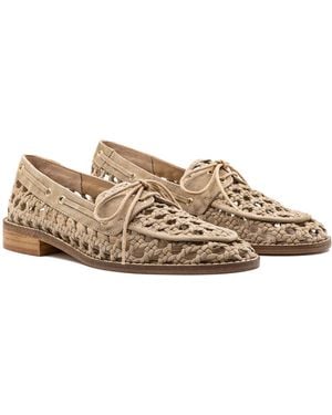 Andrea Gomez Carla Suede Loafers - Natural