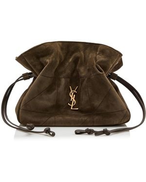 Saint Laurent Jamie Suede-satin Shoulder Pouch - Brown