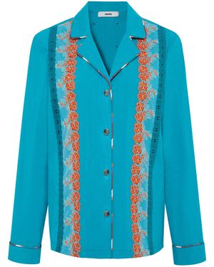 Siedres Dolly Cotton-Blend Embroidered Shirt - Blue