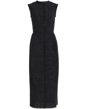 Michael Kors Seamed Wool-Linen Midi Dress - Black