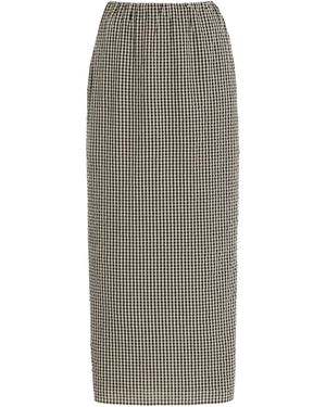Posse Exclusive Aurelia Gingham Cotton Maxi Skirt - Grey