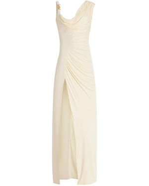 Versace Draped Jersey Gown - White
