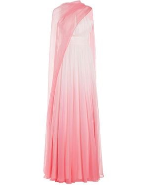 Monique Lhuillier Ombre Chiffon Silk Gown With Cape - Pink