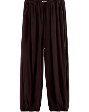 ARAKII Exclusive Ruched Crepe Wide-Leg Trousers - Red