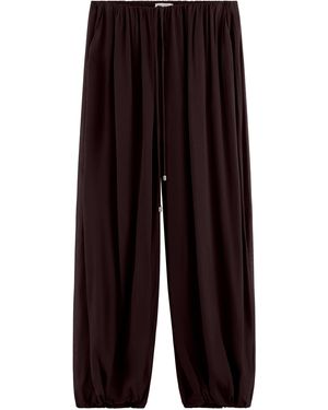 ARAKII Exclusive Ruched Crepe Wide-Leg Pants - Red