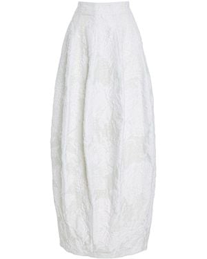 Ashlyn Callum Silk Jacquard Maxi Skirt - White