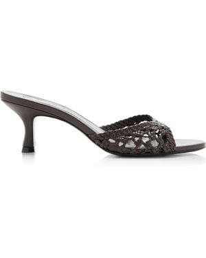 STAUD Brigitte Hand-Knotted Leather Mules - Black