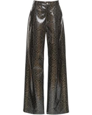 DES_PHEMMES Snake-Embossed Wide-Leg Trousers - Black