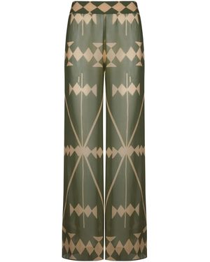 Johanna Ortiz Rapsodia Georgette Wide-Leg Trousers - Green