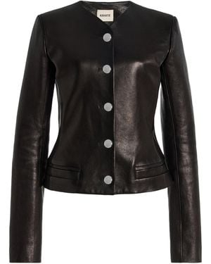 KHAITE Nara Tailored Leather Jacket - Black