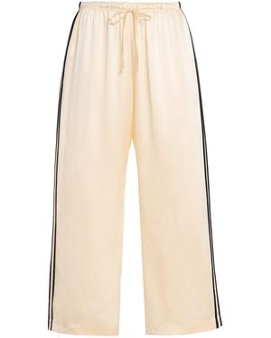 DONNI. Striped Silk Wide-Leg Cropped Trousers - Natural
