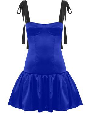 Anna October Patrice Bustier Satin Mini Dress - Blue