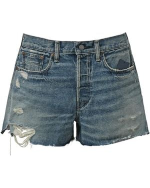 Polo Ralph Lauren Distressed Rigid Denim Shorts - Blue